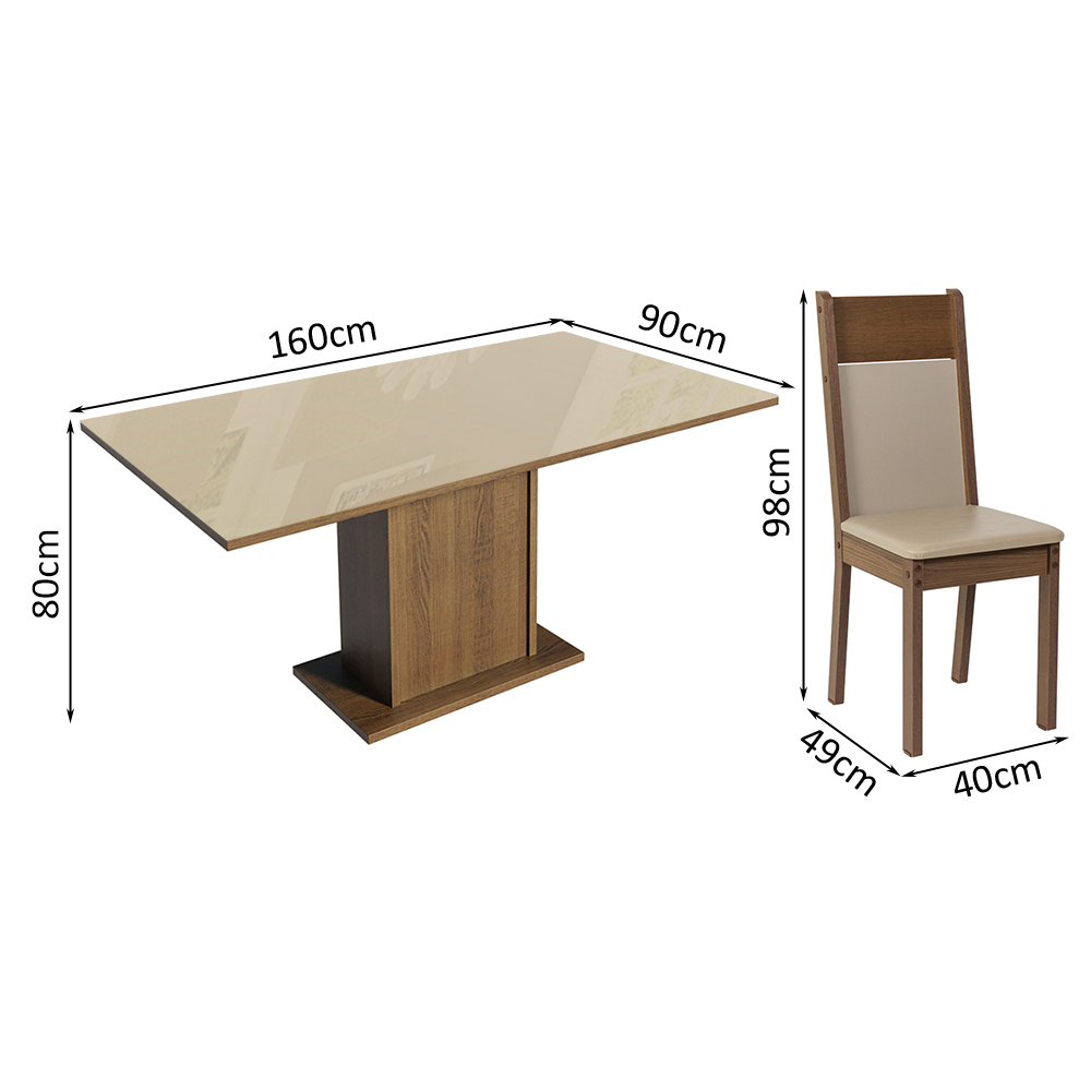 Juego de Comedor con Mesa y 4 Sillas Madesa Greta CMB