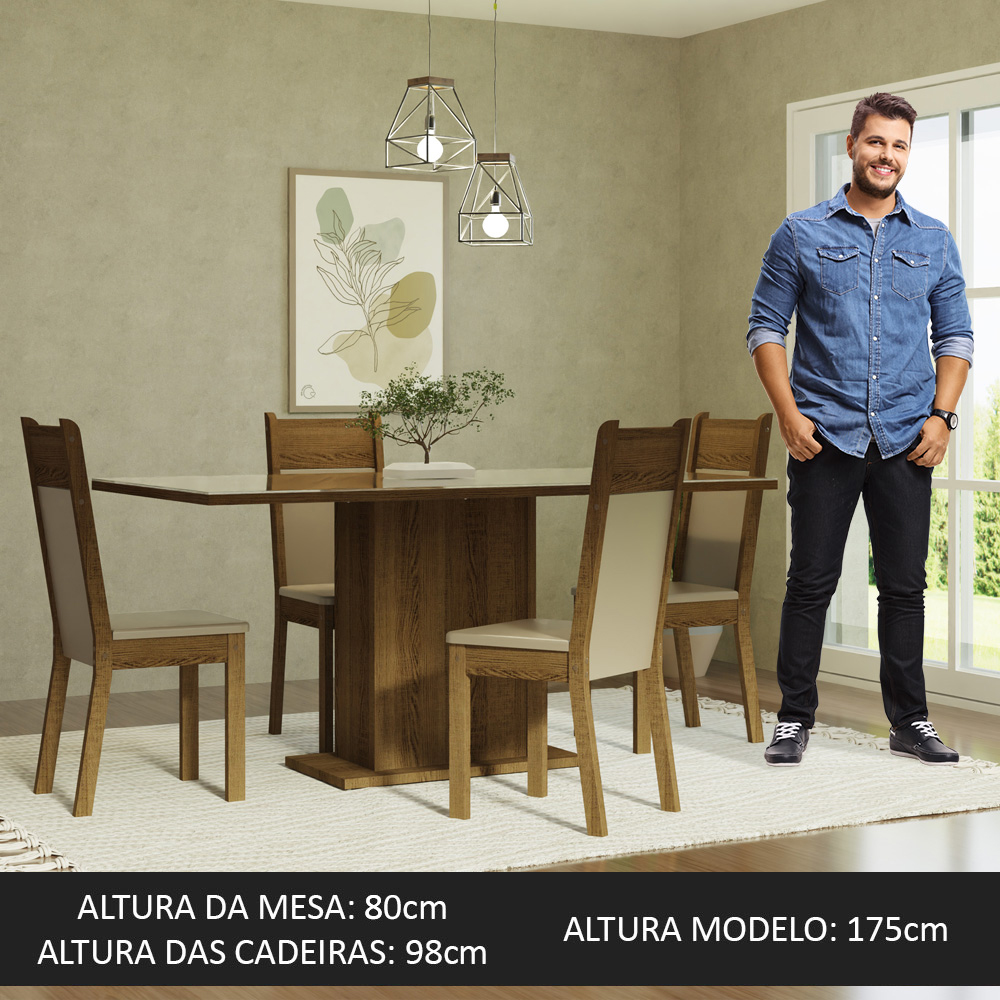 Juego de Comedor con Mesa y 4 Sillas Madesa Greta CMB