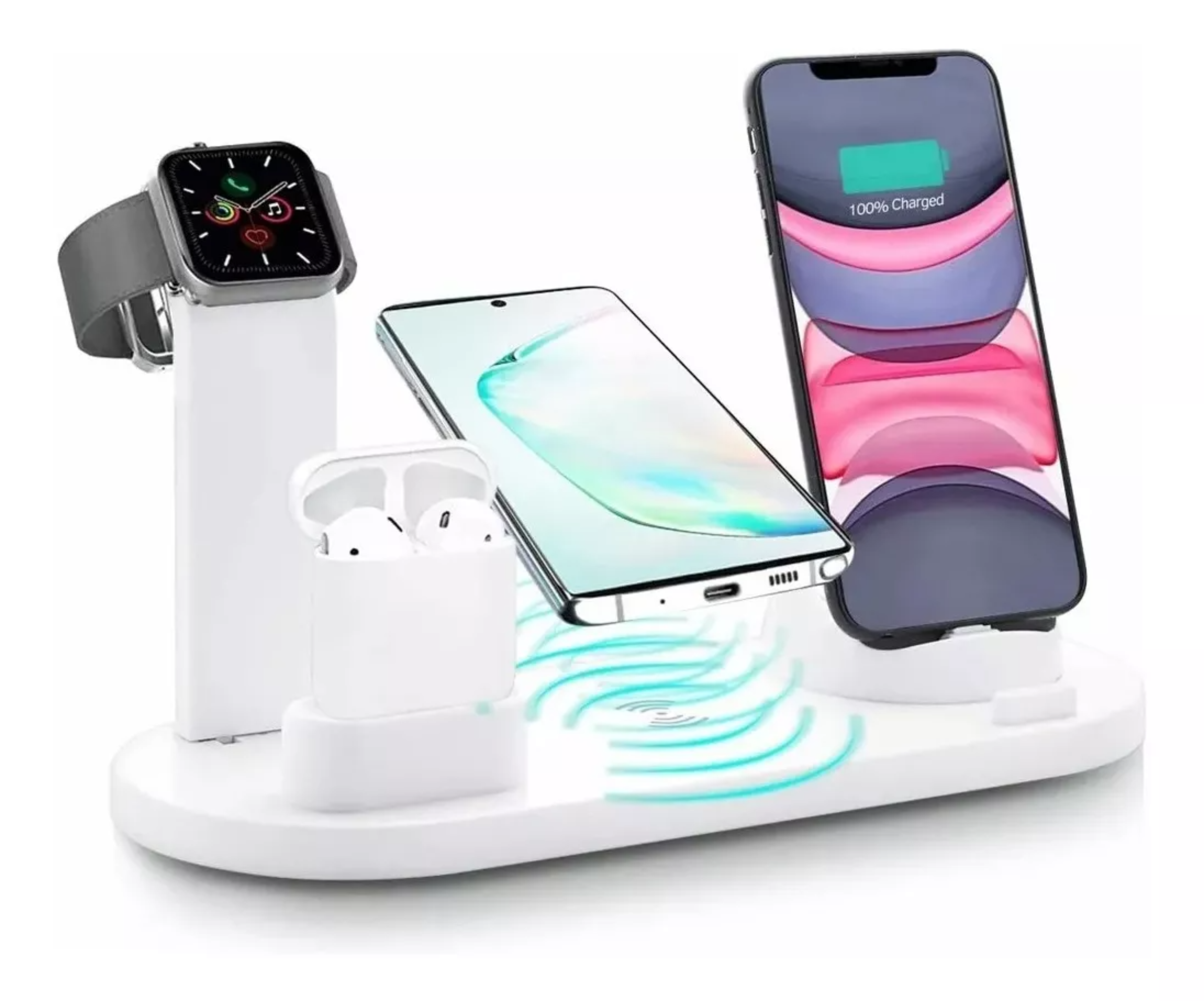Cargador Inalámbrico 6 En 1 Para AirPods, iPhone, Iwatch