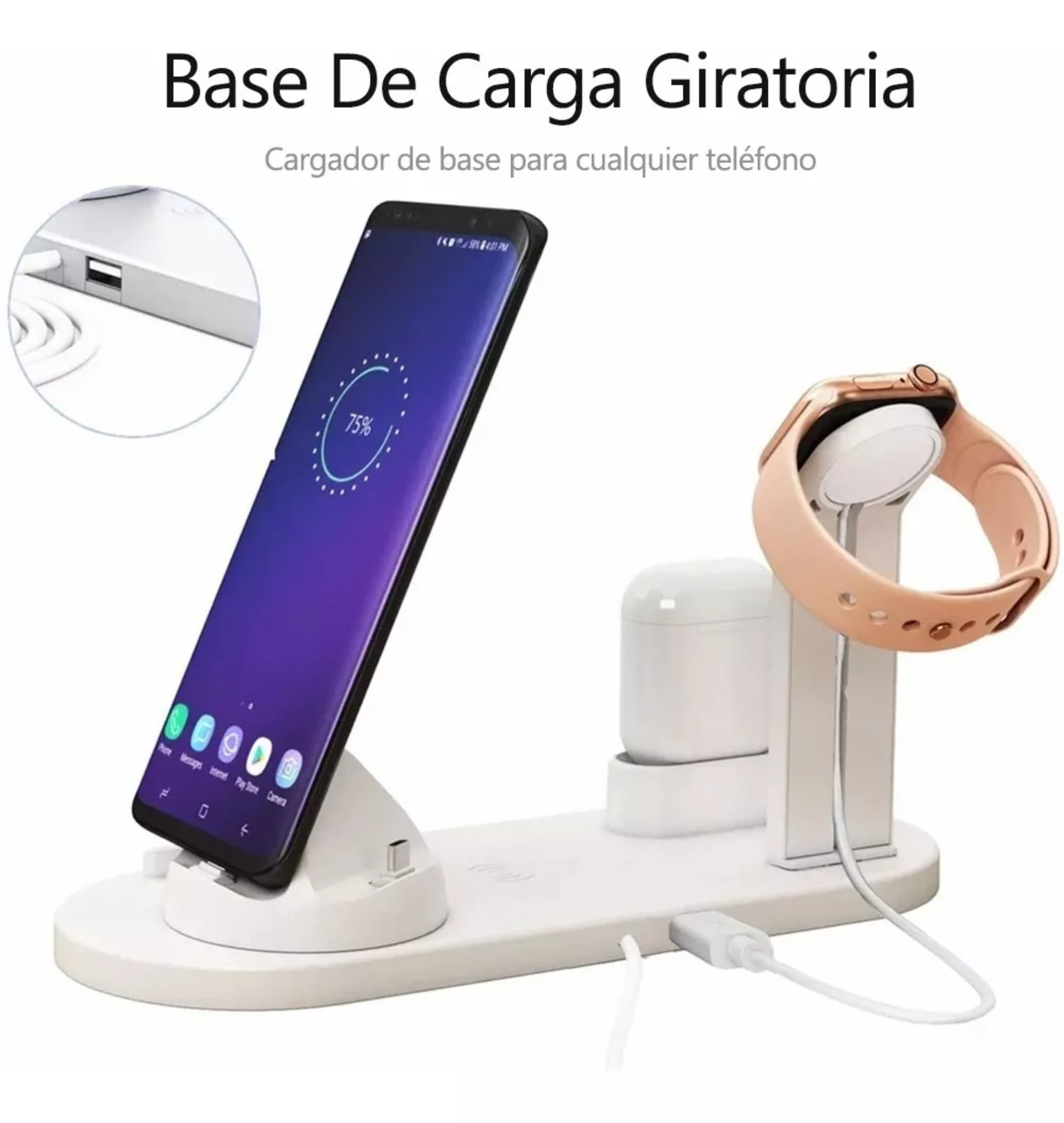 Cargador Inalámbrico 6 En 1 Para AirPods, iPhone, Iwatch