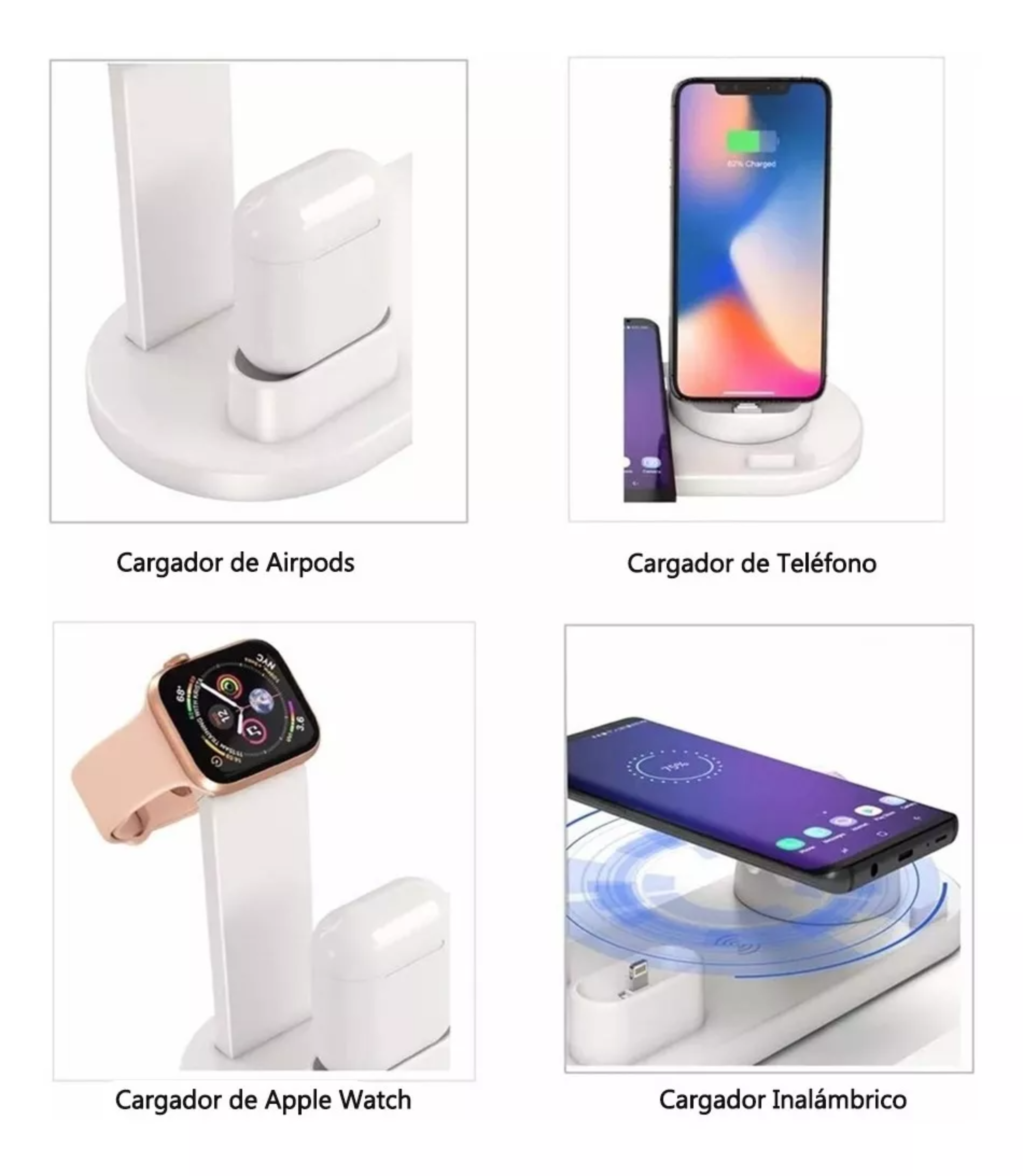 Cargador Inalámbrico 6 En 1 Para AirPods, iPhone, Iwatch