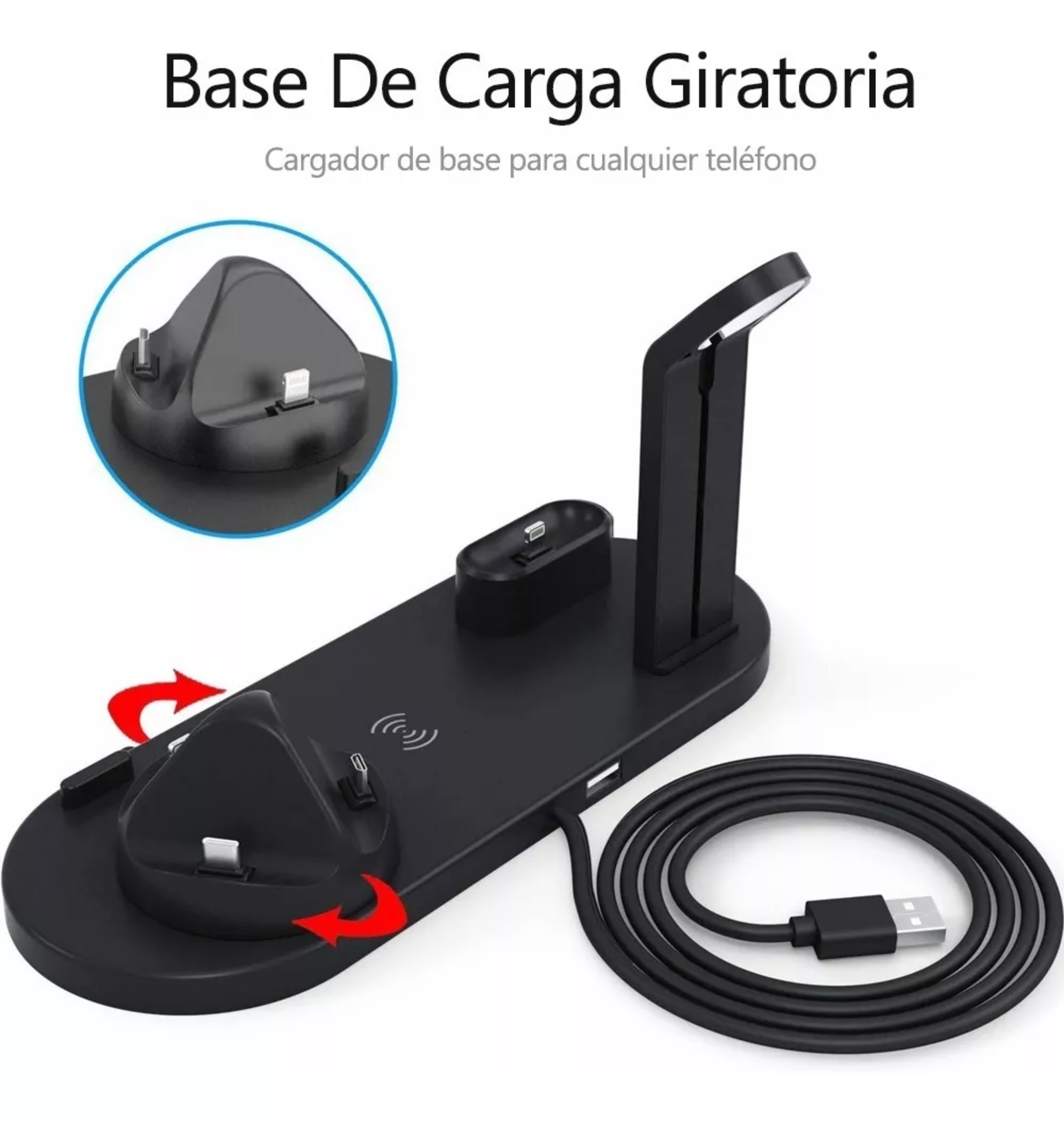Cargador Inalámbrico 6 En 1 Para AirPods, iPhone, Iwatch