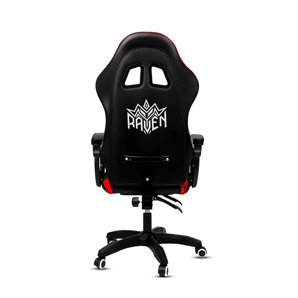 Silla Gamer con LUCES Ergonómica RGB 135° con Masajeador Lumbar y Posapies Roja