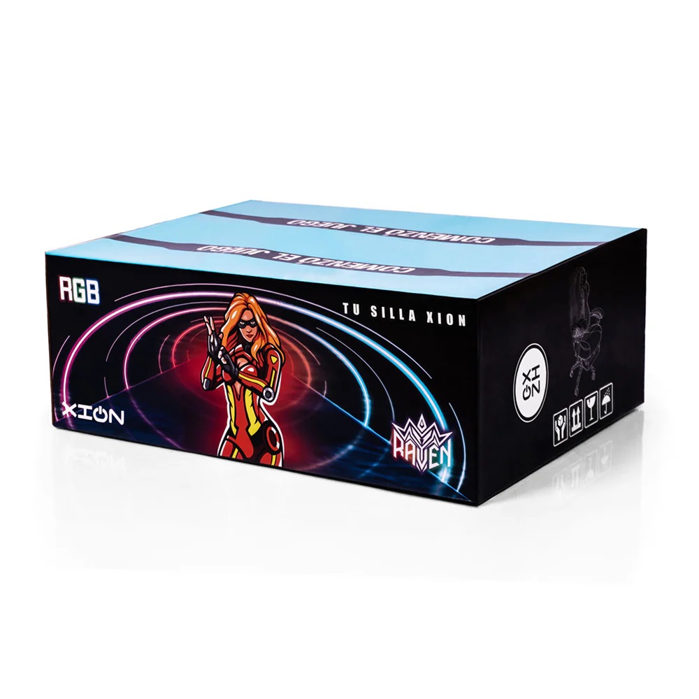 Silla Gamer con LUCES Ergonómica RAVEN RGB XION 135° con Masajeador Lumbar & Posapies Azul