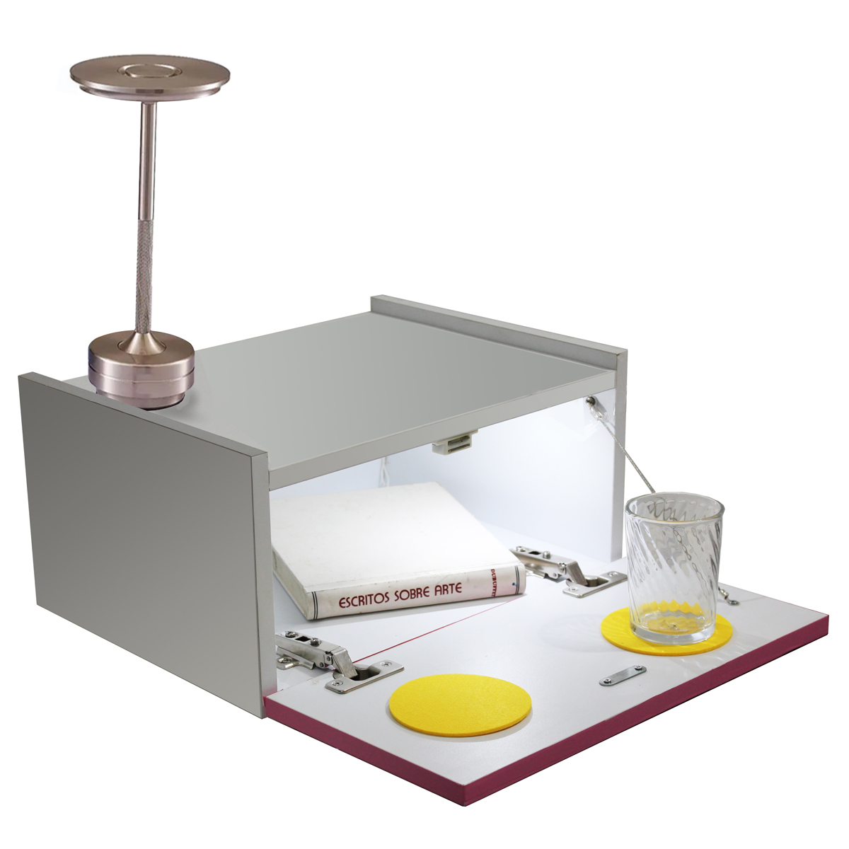 Mesa De Noche Buro Luz Led Recámara envio Ensamblado Rosa