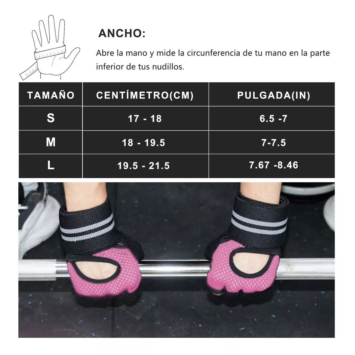 Guantes Para Gym Pesas Deportivos Muñequeras Rosa M