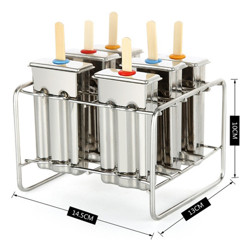 6 Moldes De Acero Inoxidable Para Helado, Helado, Paleta.