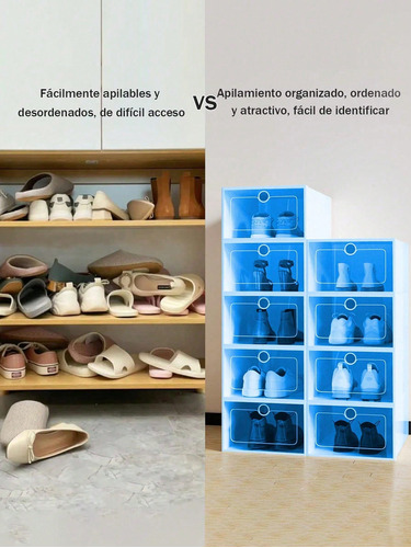 Set 12 Piezas Cajas Organizadoras Apilables Para Zapatos Color Azul