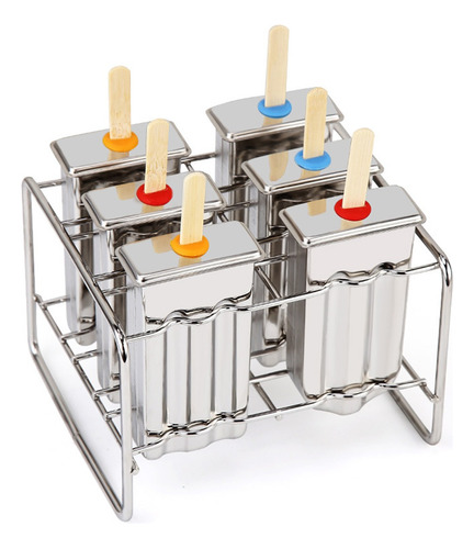 6 Moldes De Acero Inoxidable Para Helado, Helado, Paleta.