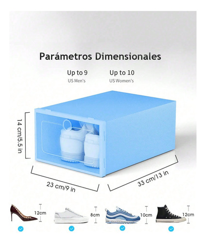Set 12 Piezas Cajas Organizadoras Apilables Para Zapatos Color Azul