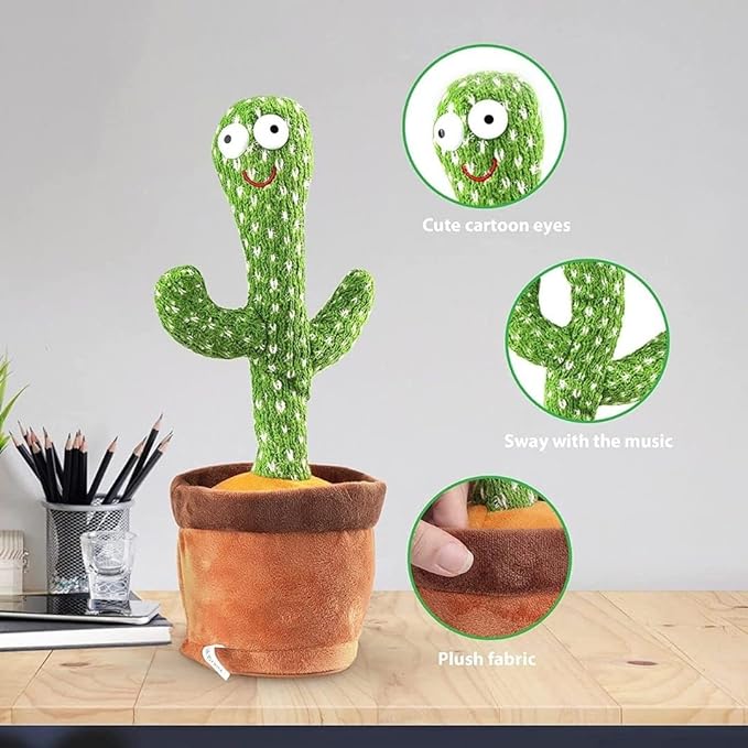 SAYCHEESE - Cactus Bailarín Repite lo Que Dices para Bebé; Cactus Parlante de Juguete Que Baila