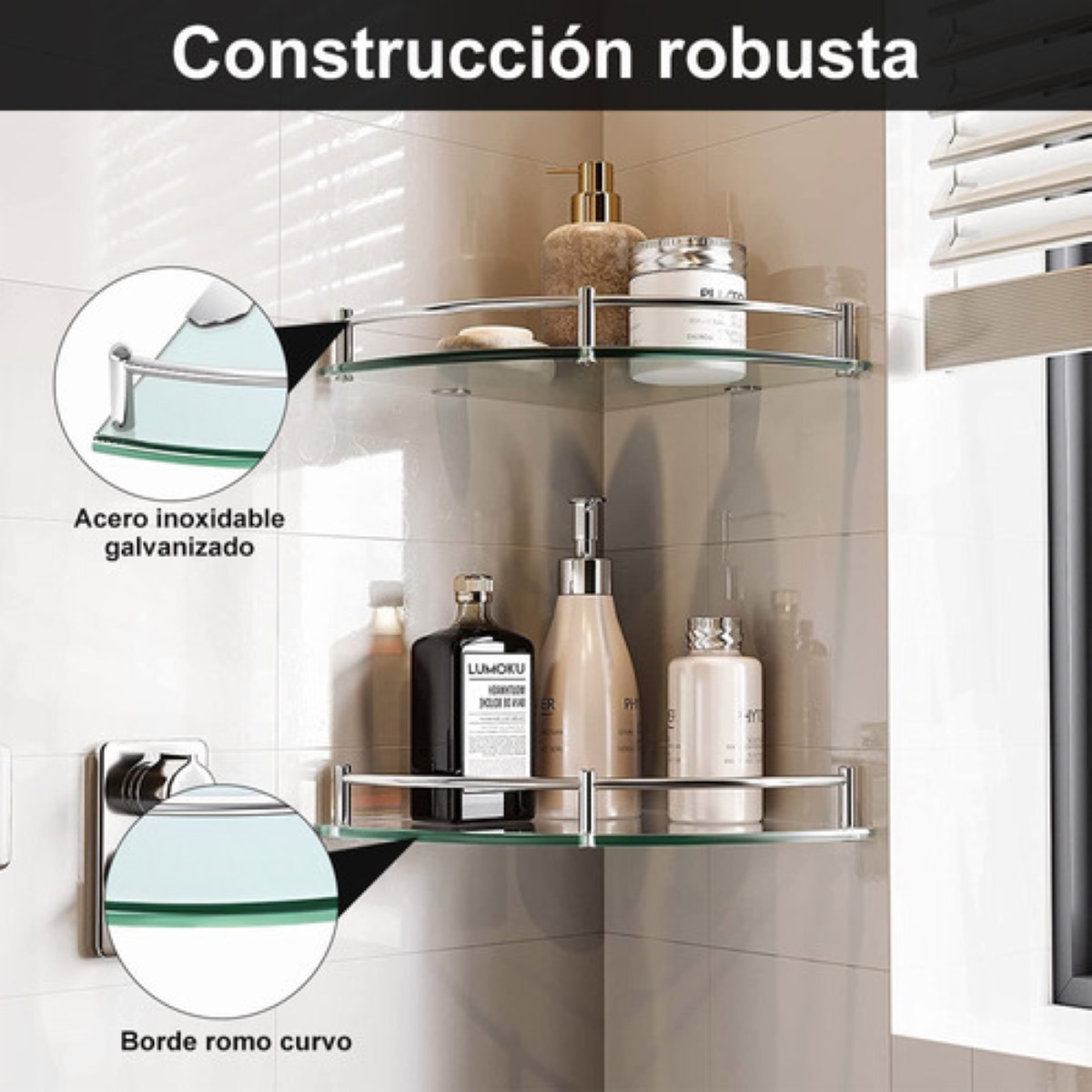 Repisas Esquineras De Vidrio P/baño Cristal Templano 6 pzs 