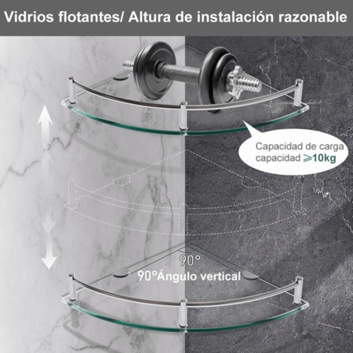 Repisas Esquineras De Vidrio P/baño Cristal Templano 6 pzs 