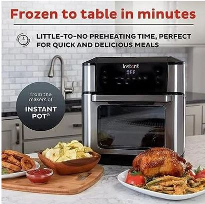 horno freidora de aire con programas de cocina inteligentes integrados, pantalla táctil digital, cesta fácil de limpiar, capacidad de 10 cuartos y un acabado inoxidable