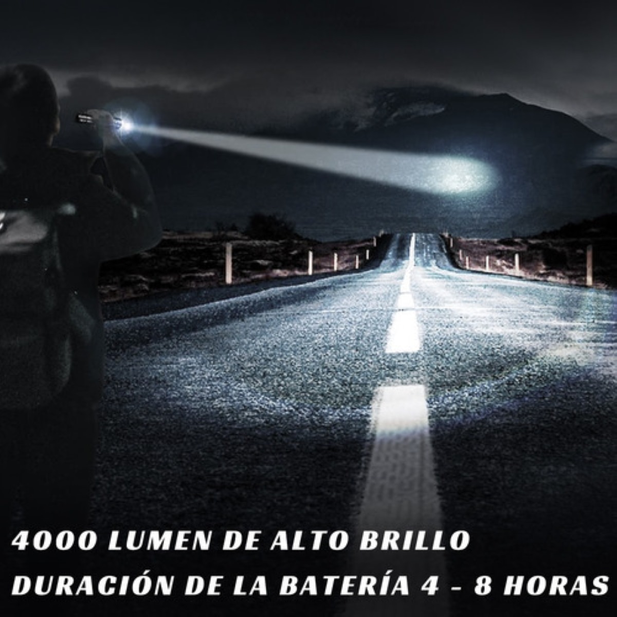 Linterna Led Recargable 4000lm Con 5 Modos Y Zoo 2 pzas NEGRO