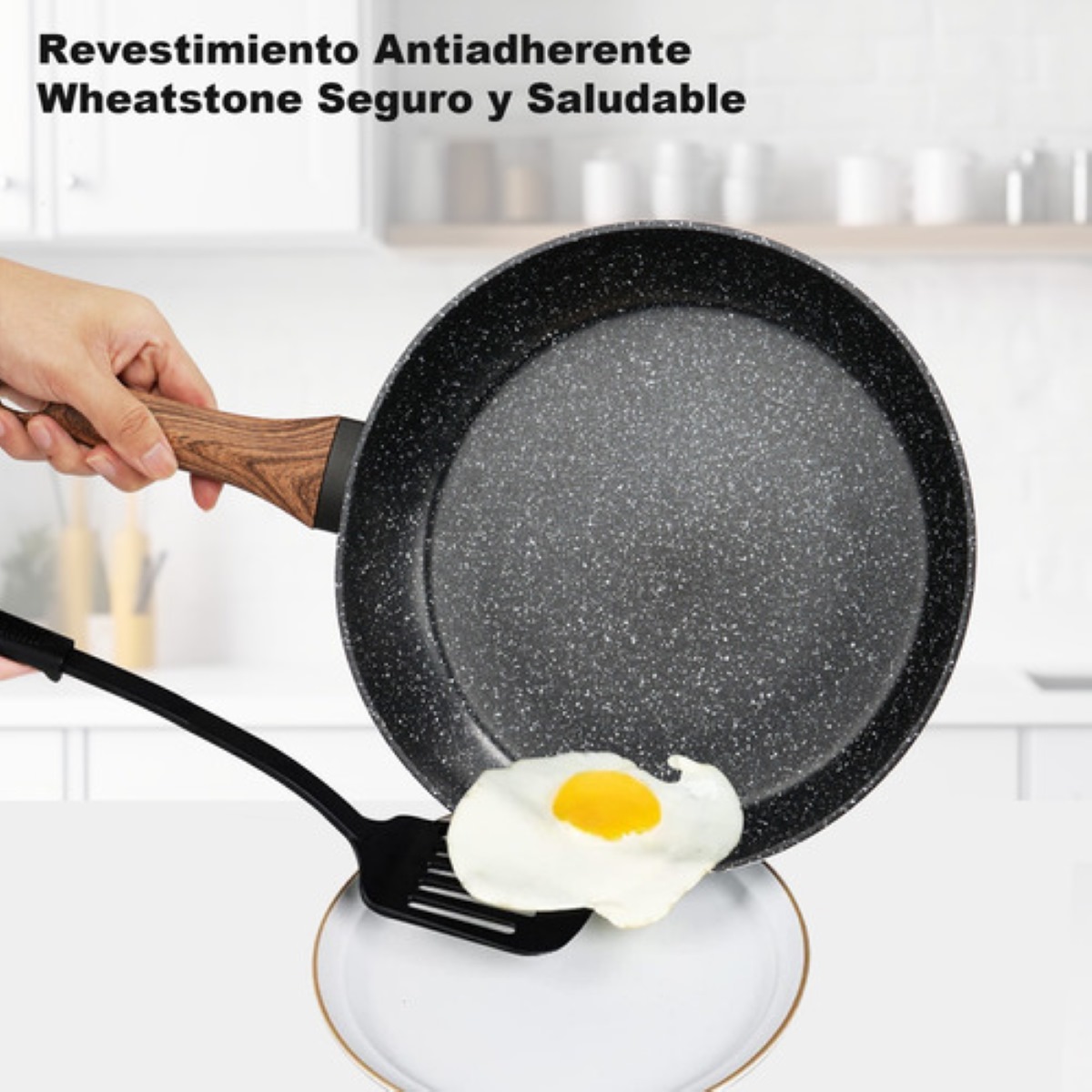 Juego De 3 Sartenes Con Revestimiento Antiadherente Negro Puntos Blancos