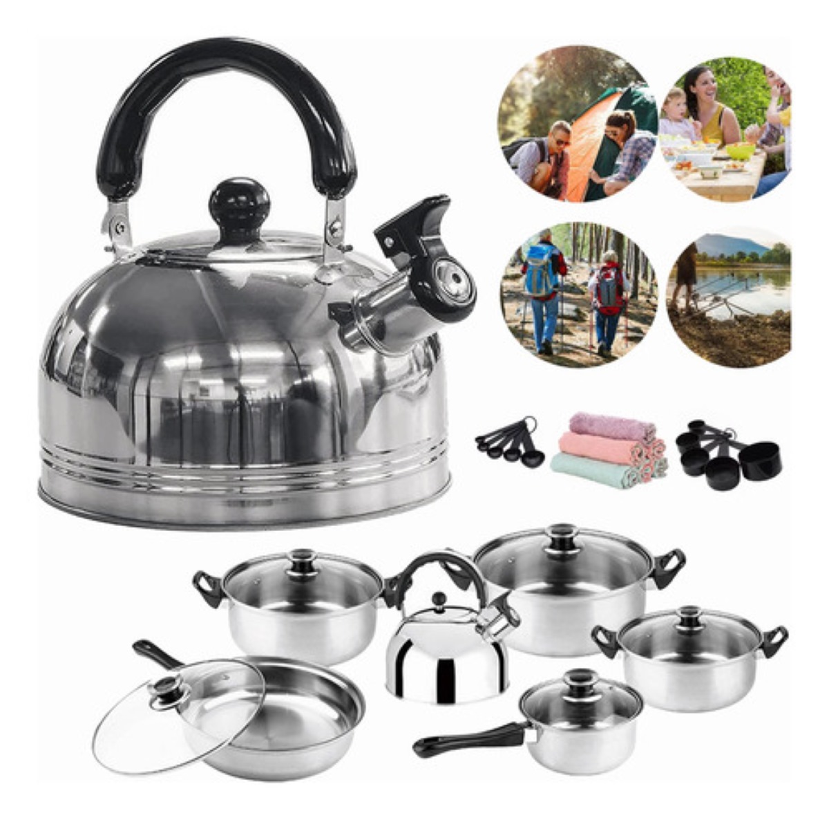 Bateria De Cocina Cacerolas Y Sarten 21 Pzs Acero Inoxidable PLATA