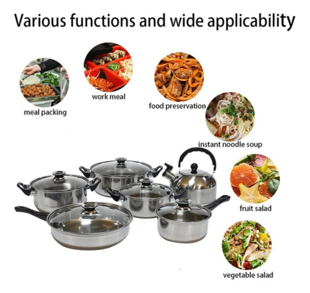Bateria De Cocina Cacerolas Y Sarten 21 Pzs Acero Inoxidable PLATA