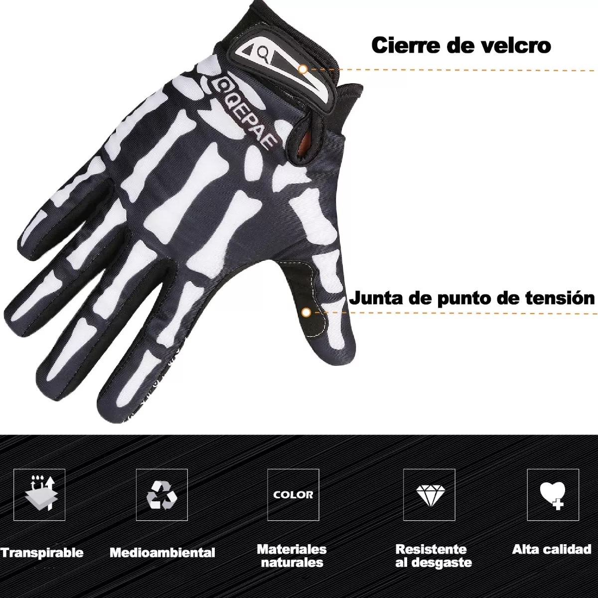 Guantes De Calavera Transpirables Para Ciclismo Talla XL