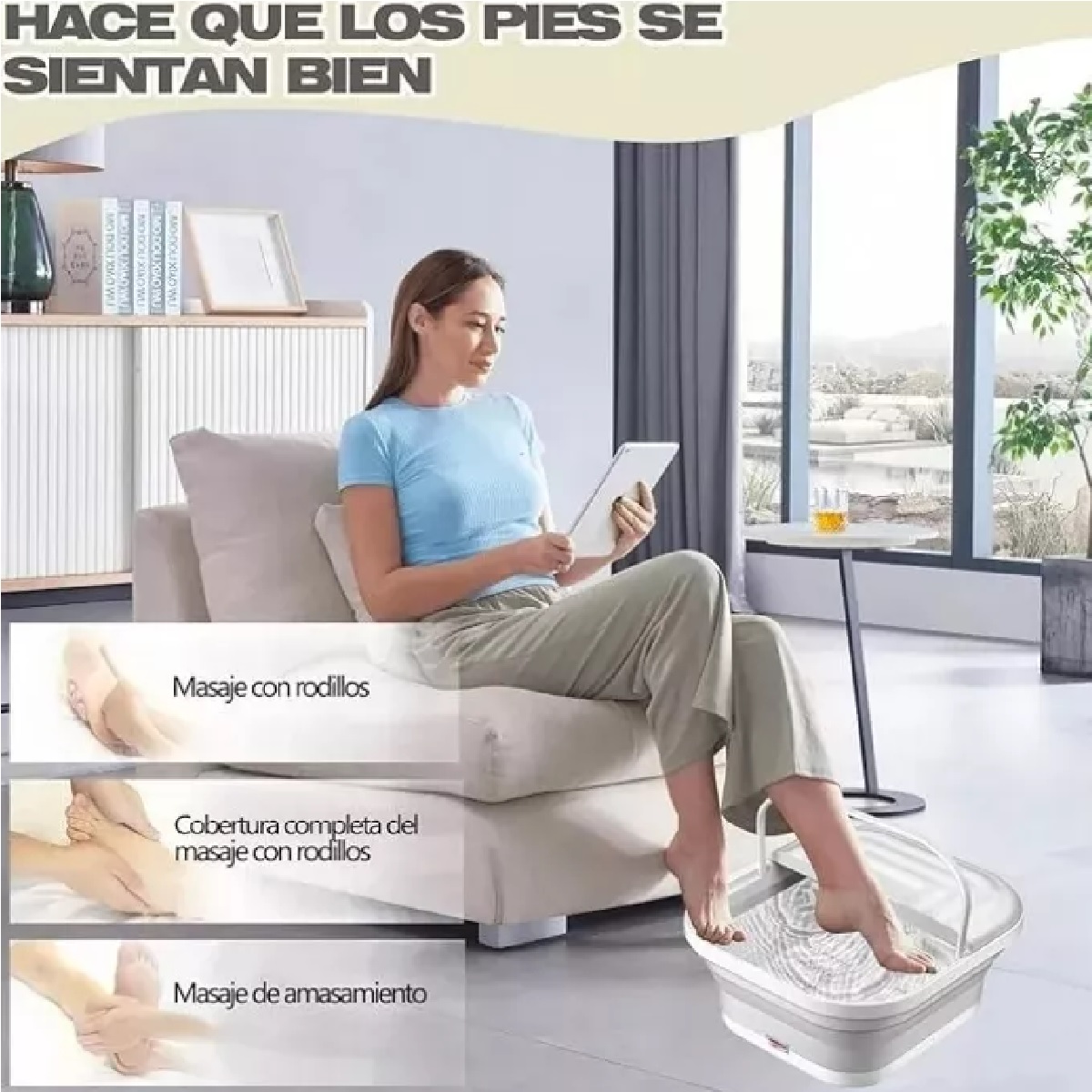 Tina Masajeador De Baño Pies 220v Plegable Con Calor Y Masaje De Burbujas