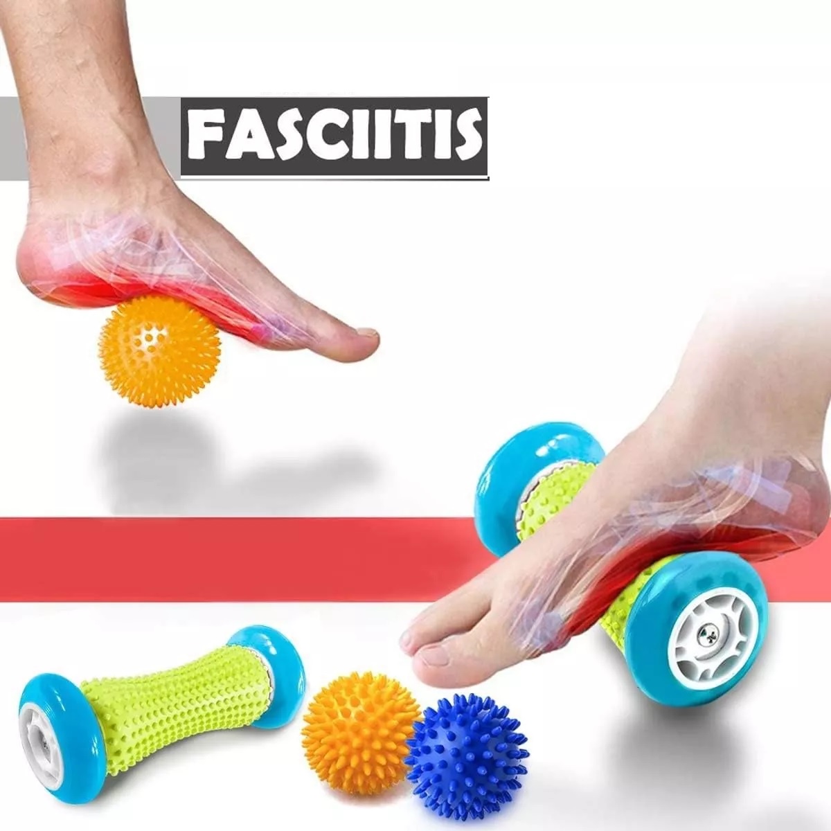 Set Rodillo Con Pelotas Para Masajes De Pies, Bola De Masaje 4pz