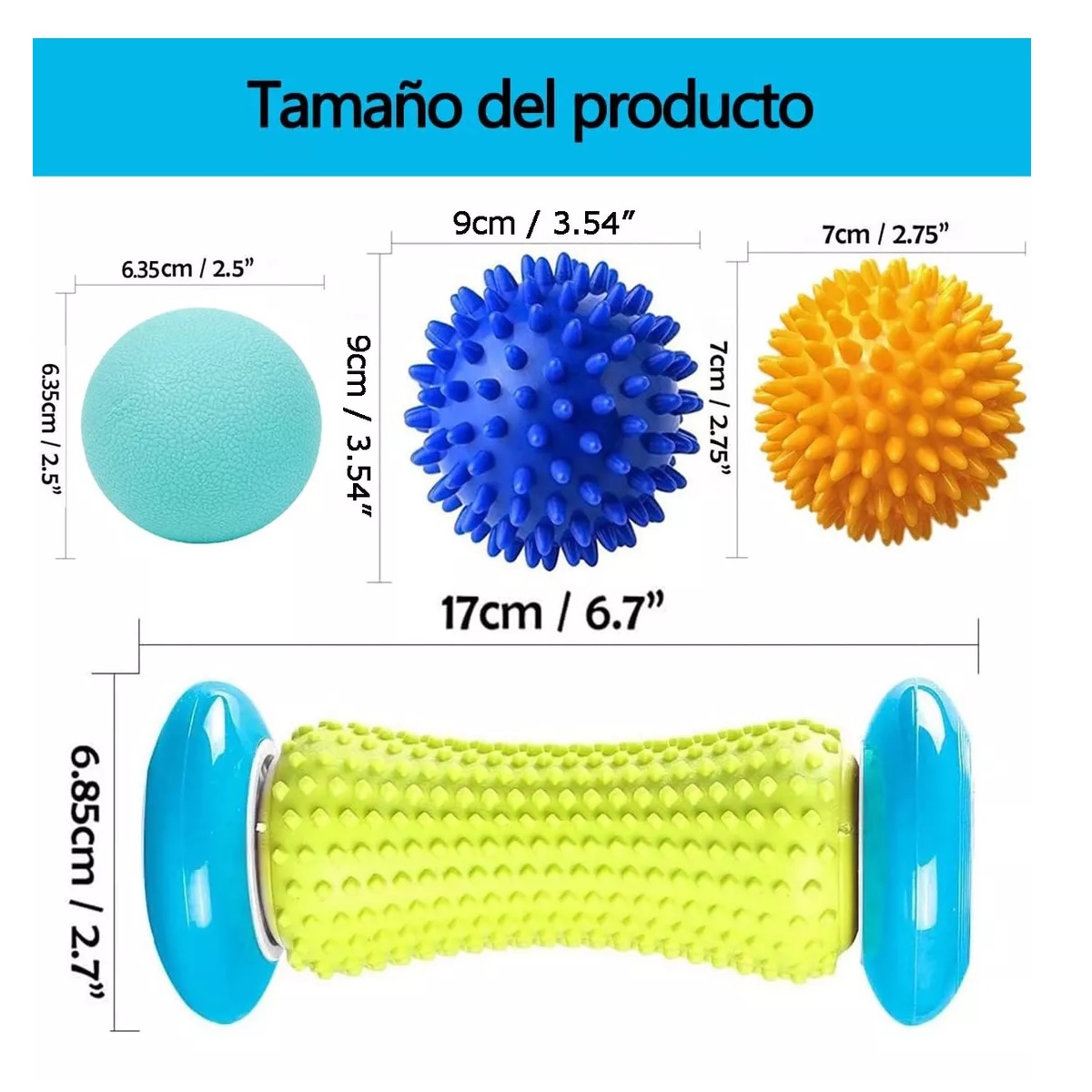 Set Rodillo Con Pelotas Para Masajes De Pies, Bola De Masaje 4pz