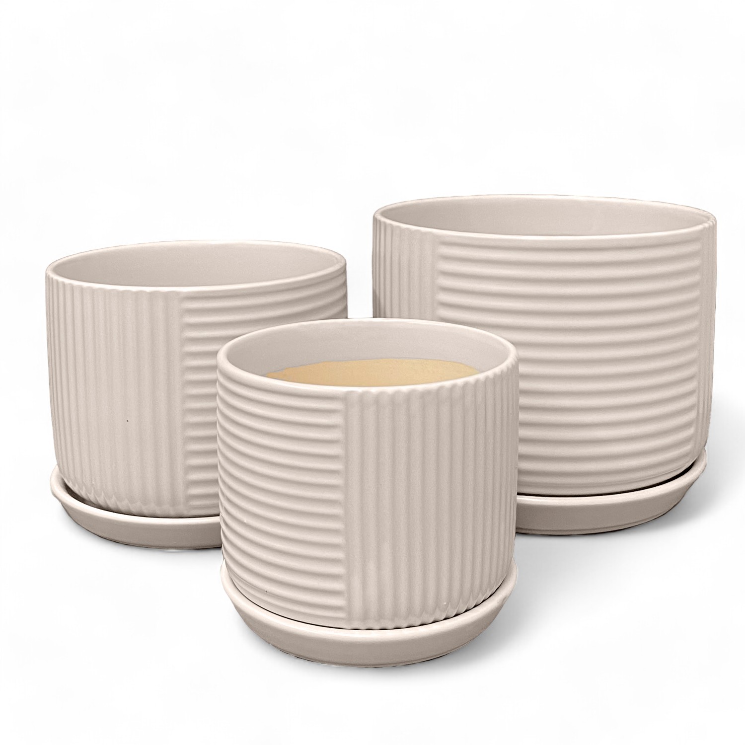 Ilios Innova | Kit de Macetas Decorativas Pequeñas Gris- Elegancia y Calidad