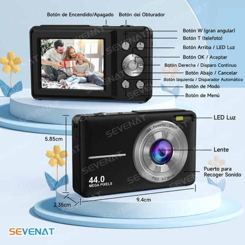 Cámara Digital 1080p 44mp Webcam Filtros Principiantes +32gb