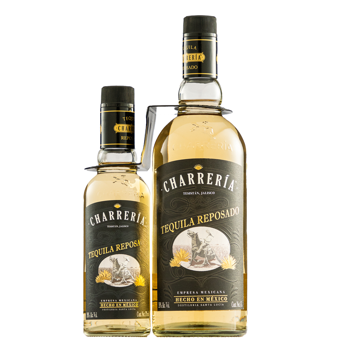 Tequila Charrería Reposado 1l Con Pacha 375ml