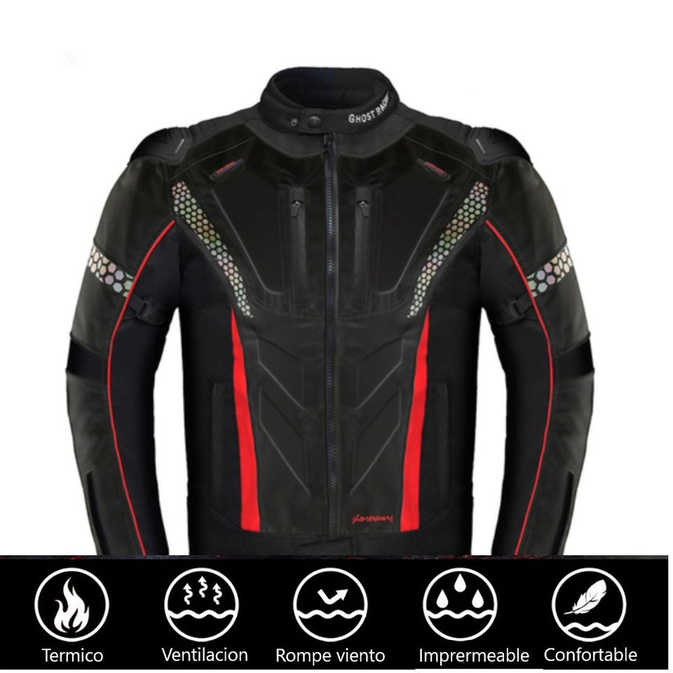 Chamarra Chaqueta moto impermeable motocicleta protección armadura contra agua aire reflejante bici