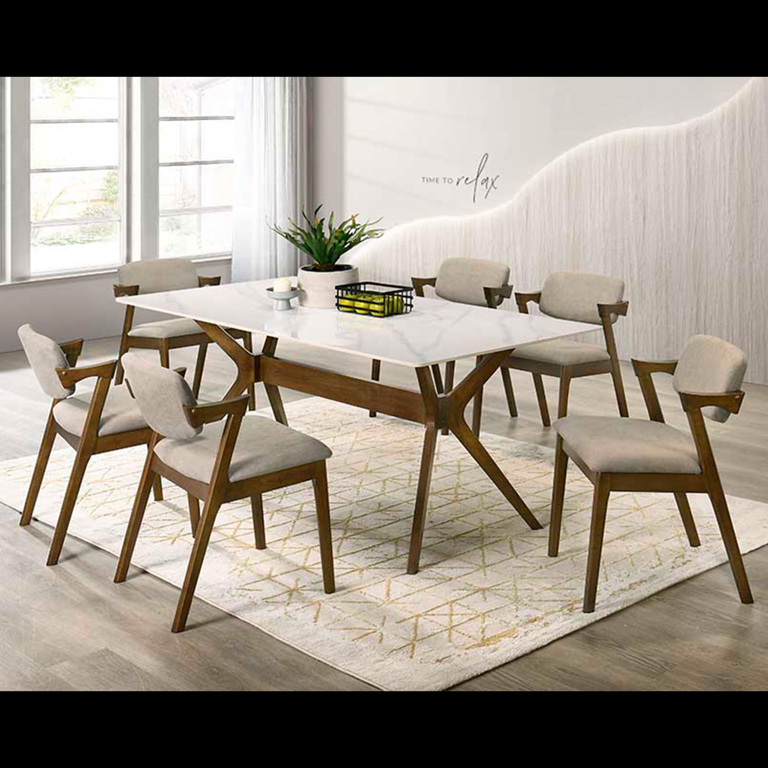 Comedor Elegante de Madera 6 Sillas Bossa Polly