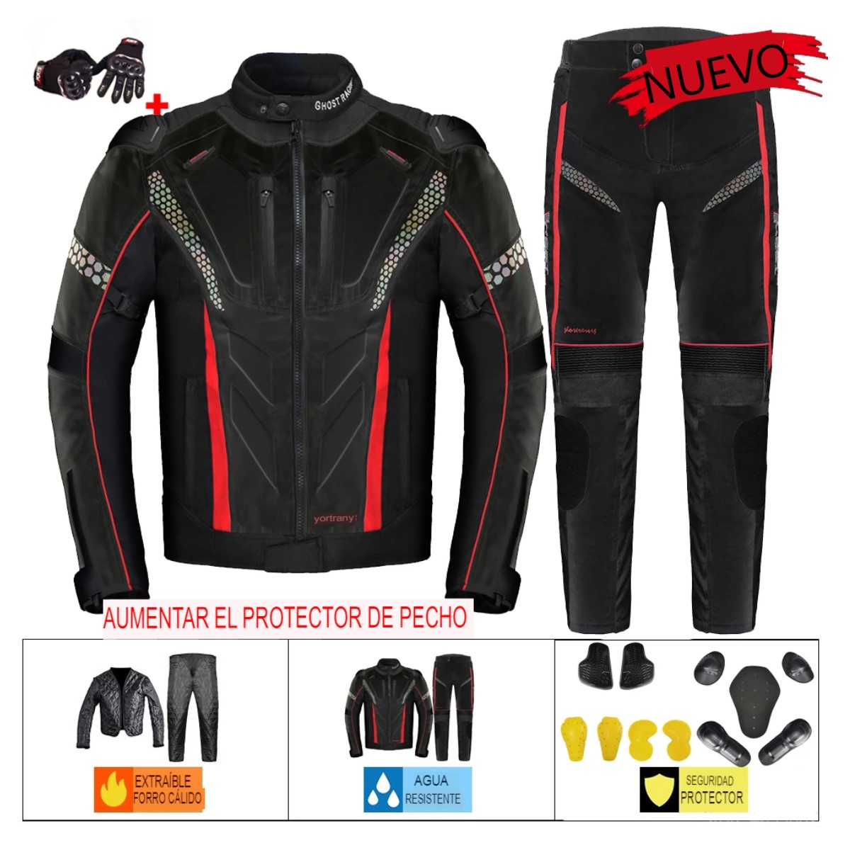 Chamarra Chaqueta pantalón moto hombre cazadora motocicleta protección armadura contra agua aire