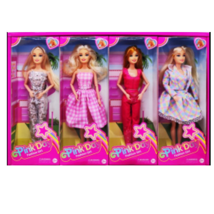 Set de 4 Muñecas Pink Day tipo Barbie 