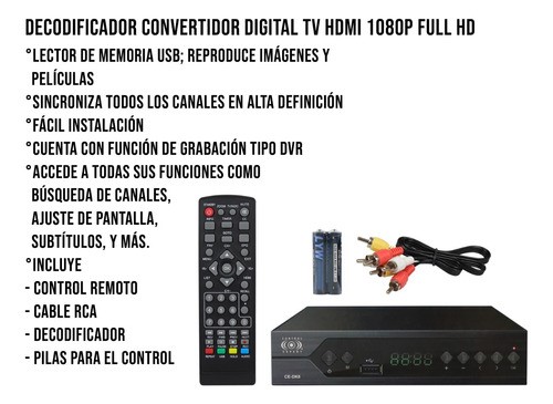 Decodificador De Tv Digital Análoga Con Salida Hdmi negro