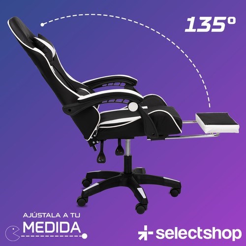 Silla Gamer Reclinable Giratoria Ergonómica Súper Cómoda Negro/Blanco