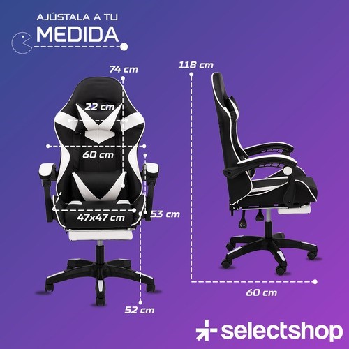 Silla Gamer Reclinable Giratoria Ergonómica Súper Cómoda Negro/Blanco