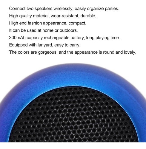 Mini Altavoz Portátil Inalámbrico Bajo Tws Bluetooth Altavoz AZUL