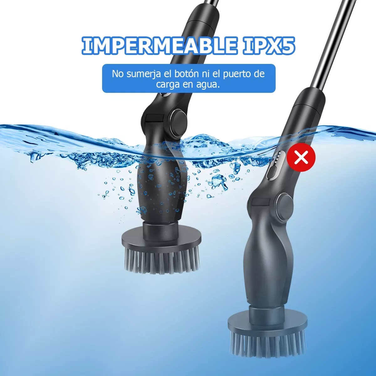 Cepillo De Limpieza Eléctrico Para Baño Y Cocina Recargable Negro