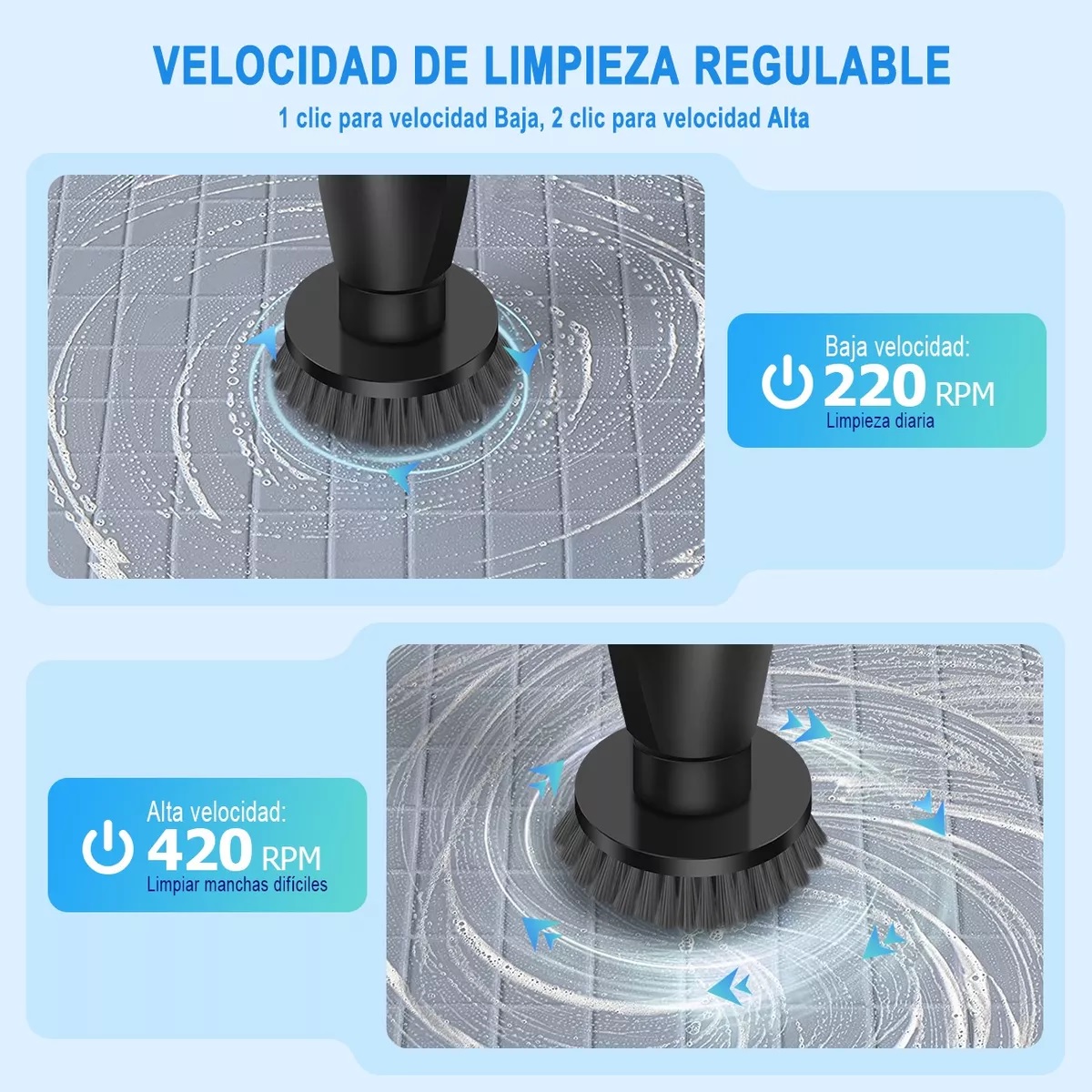 Cepillo De Limpieza Eléctrico Para Baño Y Cocina Recargable Negro