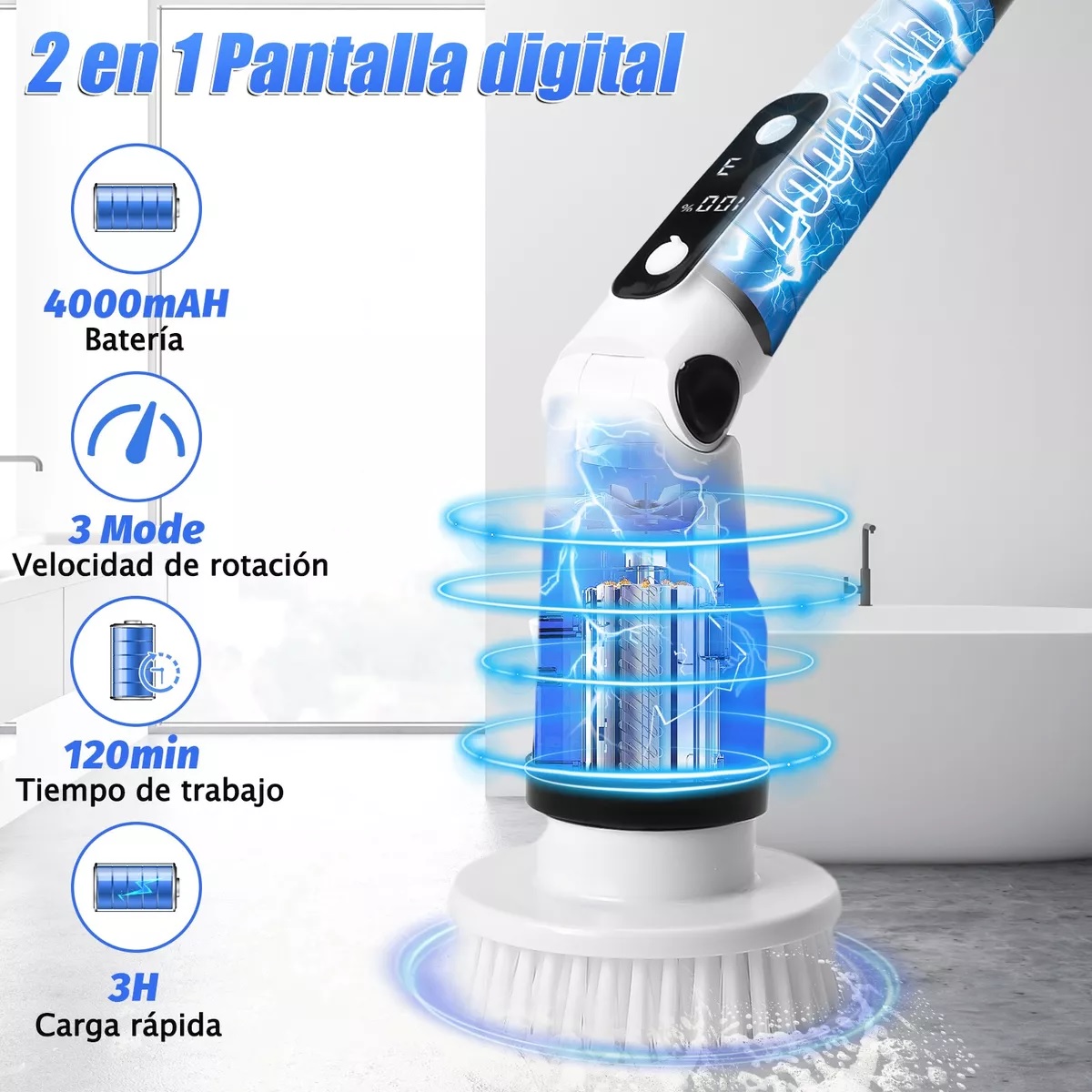 Cepillo De Limpieza Eléctrico 8 En 1 Inalámbrico