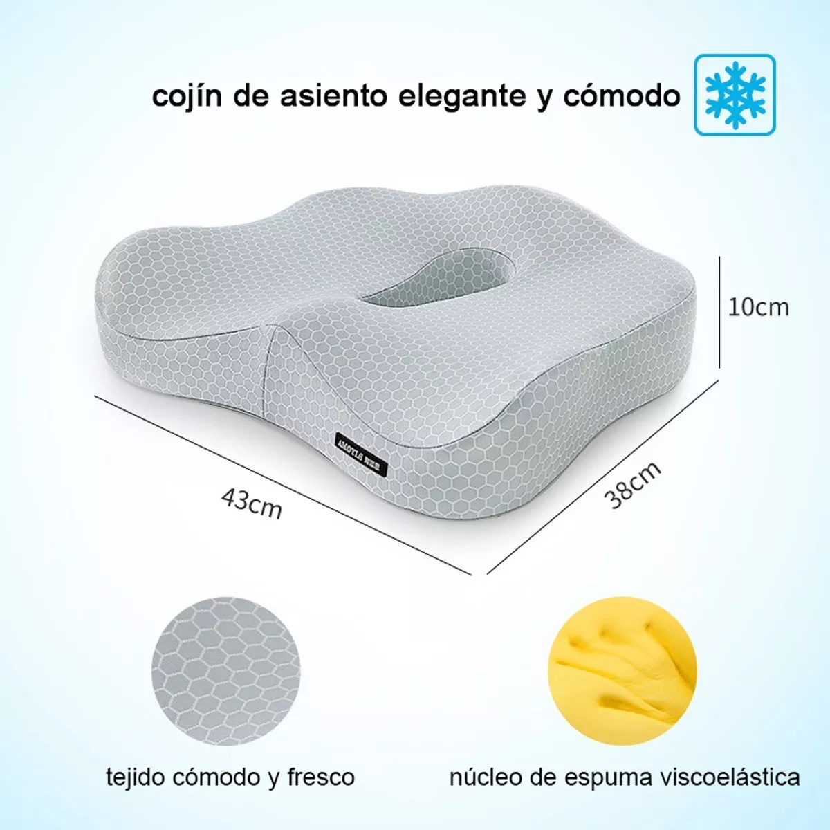 Cojin De Gel Asiento Ergonomico Para Sillas Auto De Oficina Gris