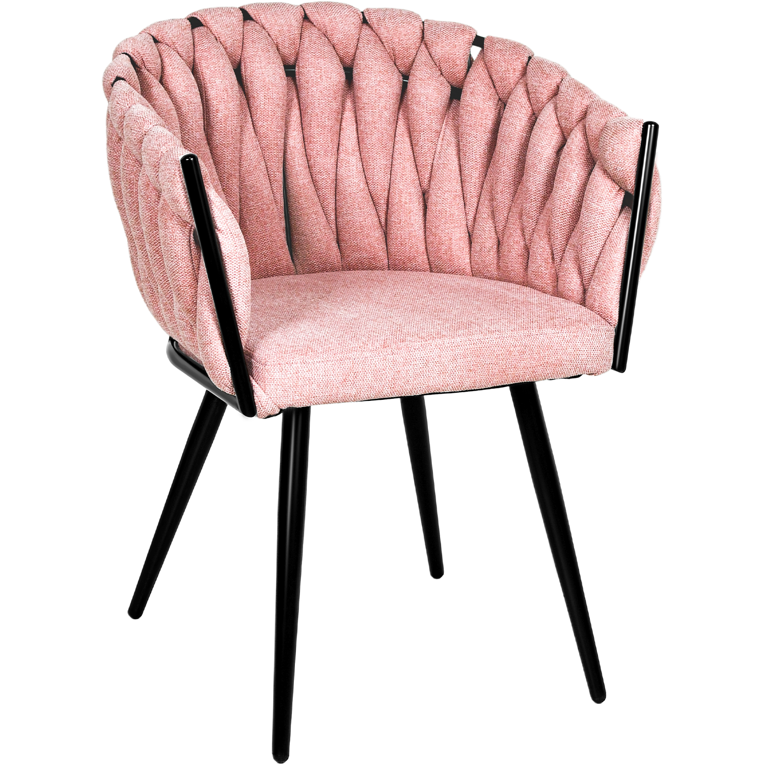 Set 2 Sillas Comedor Patron Tejido Elegante Moderno Rosa