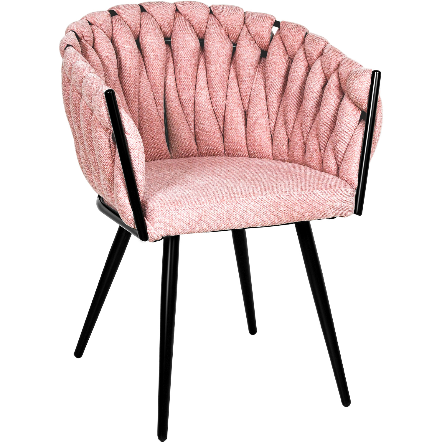 Set 2 Sillas Comedor Patron Tejido Elegante Moderno Rosa
