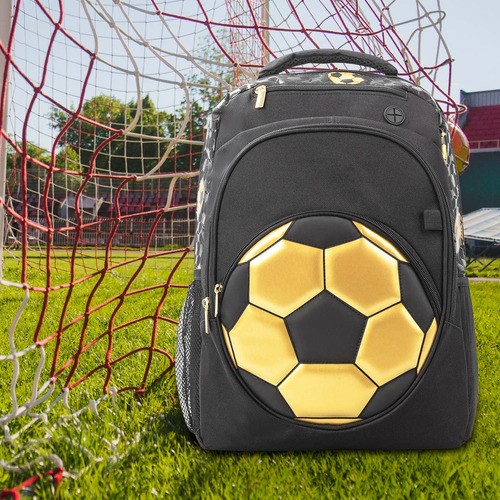 Mochila Escolar de Niño, Fútbol Elite negra BALON DORADO
