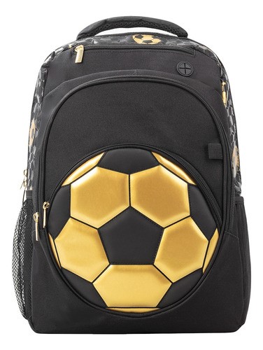 Mochila Escolar de Niño, Fútbol Elite negra BALON DORADO