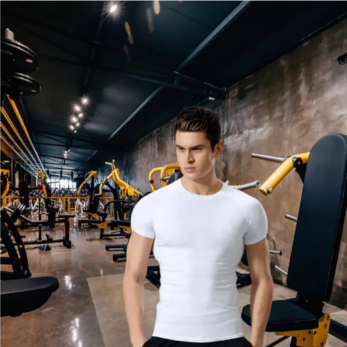 Playera Licra Deportiva Compresión Correr Manga Corta Gym M  Blanco