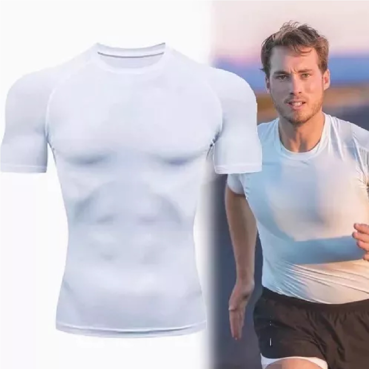 Playera Licra Deportiva Compresión Correr Manga Corta Gym M  Blanco