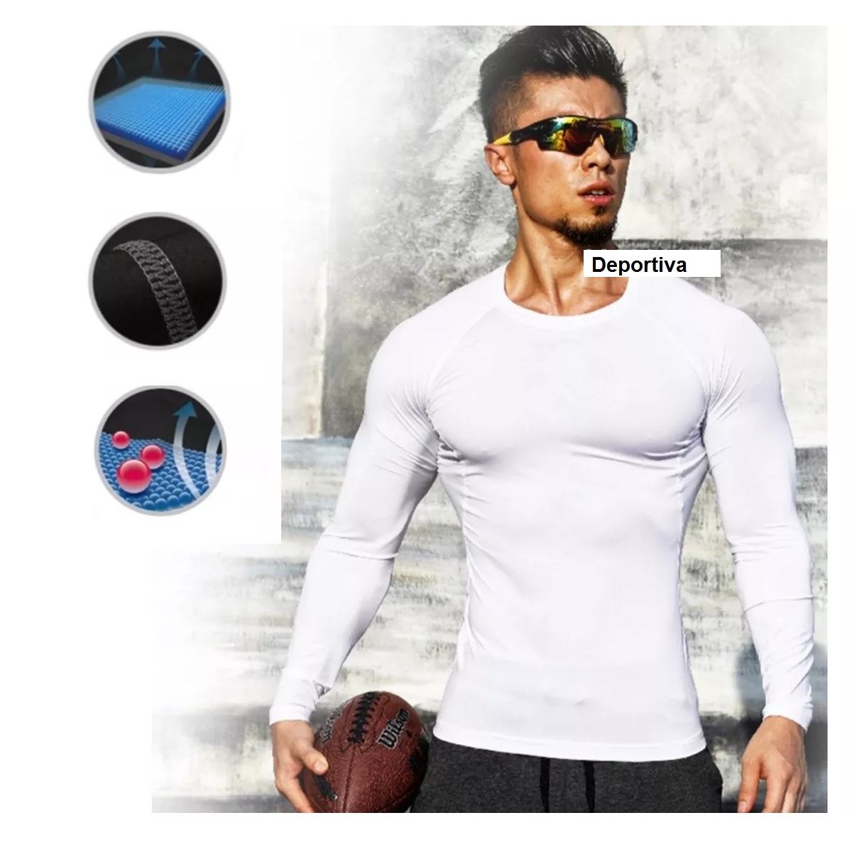 Playera Licra Deportiva Secado Rápido De Compresión Blanco XL