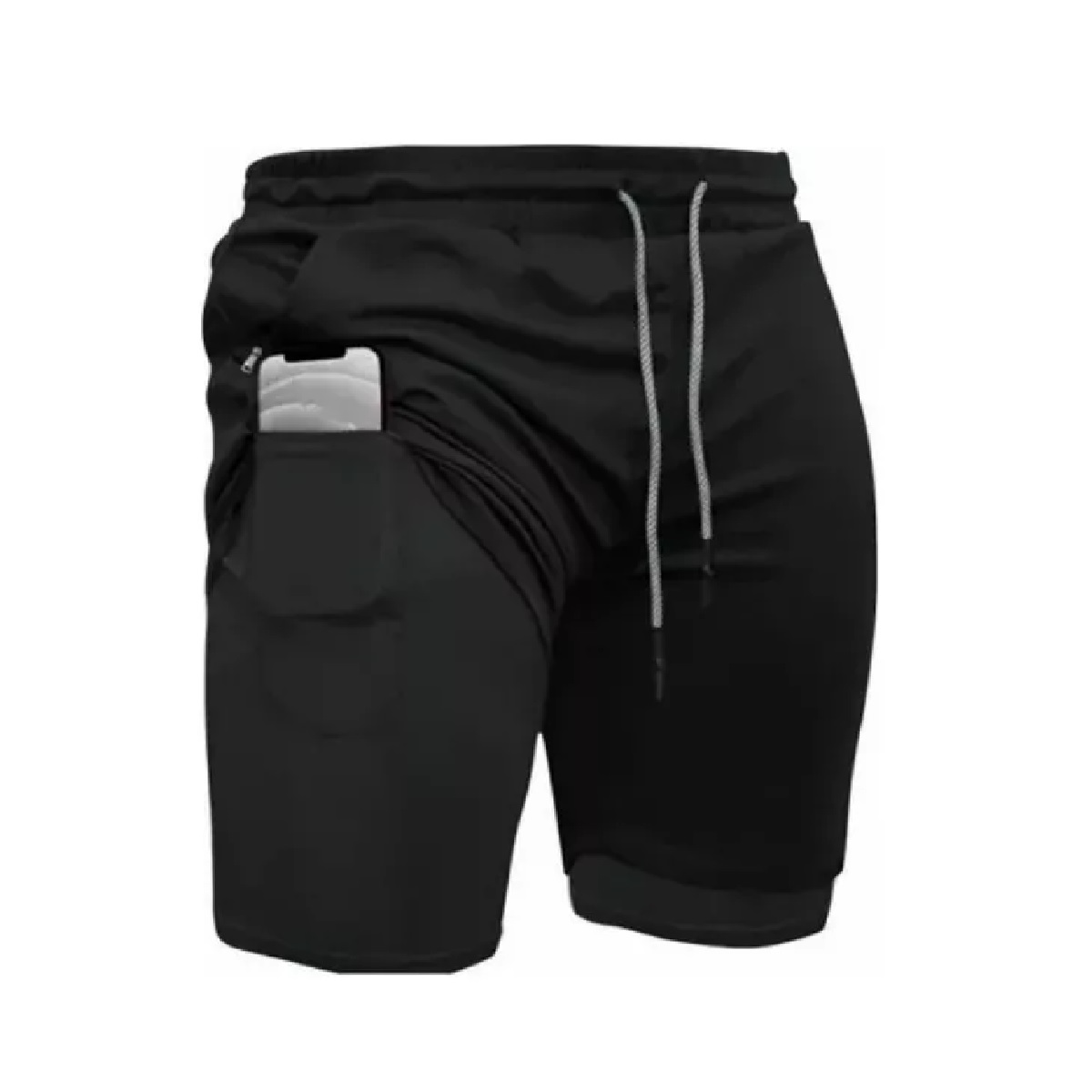 Gym Short Con Licra Deportiva 2 En 1 Hombre Ejercicio Negro Talla M