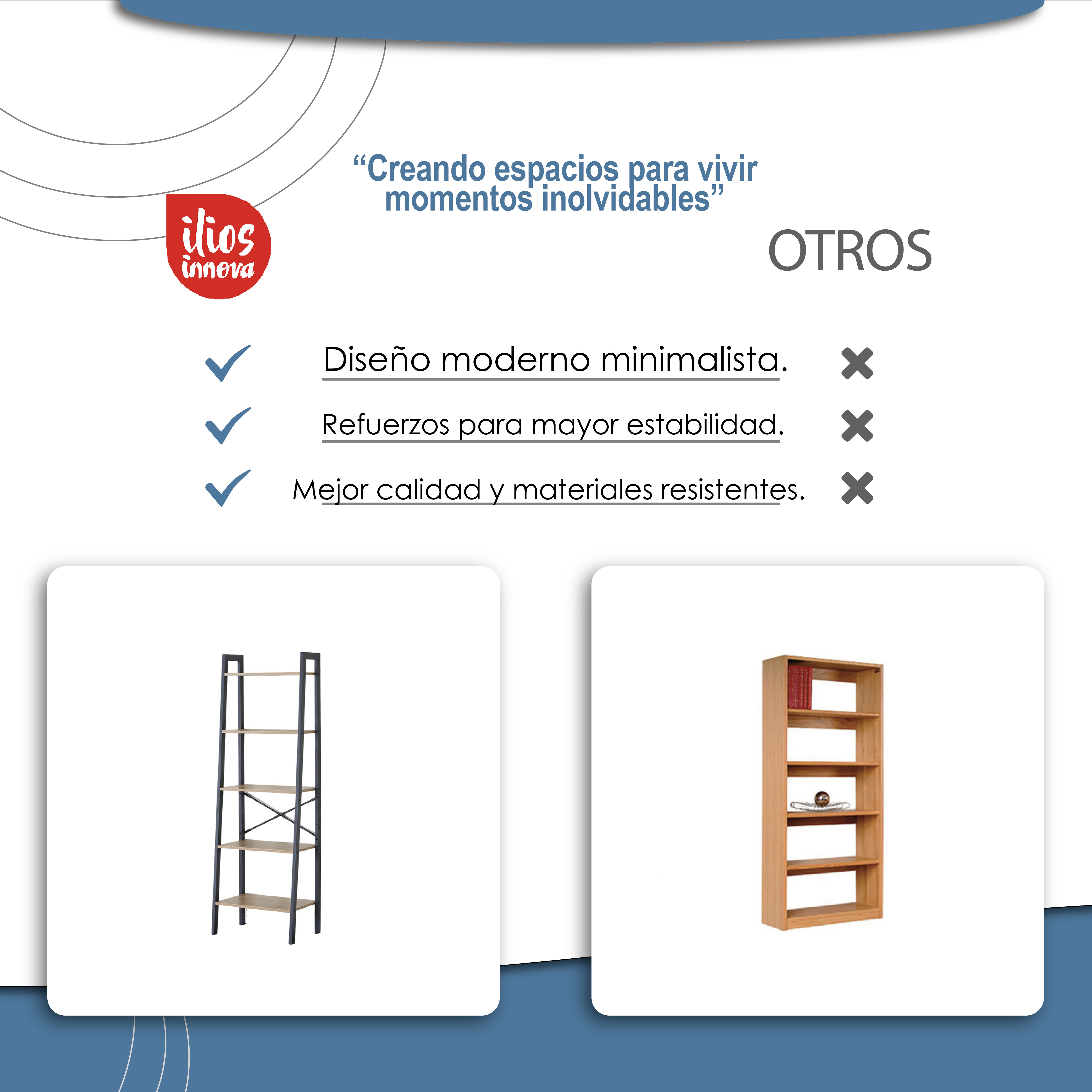Ilios Innova | Librero Organizador 5 Estantes Estructura en A, Perfecto Para Organizar Libros